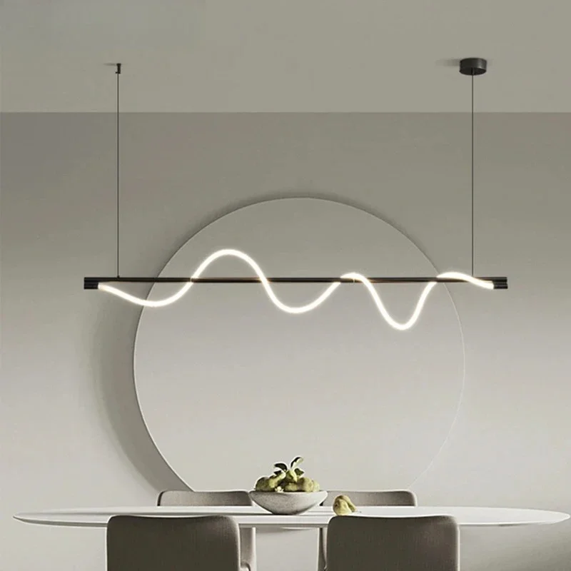 Medieval Bauhaus Winding Coiling in a Linear Pattern LED Pendant Lights Fashion Lamps for Living Room Home Decoration Chandelier