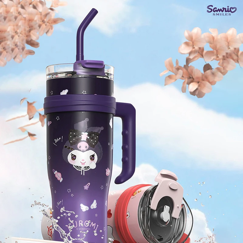Sanrio Big Mac Insulated Cup 304Stainless Steel Large Capacity with Handle Thermos Bottle Hello Kitty Kuromi Melody Holiday Gift