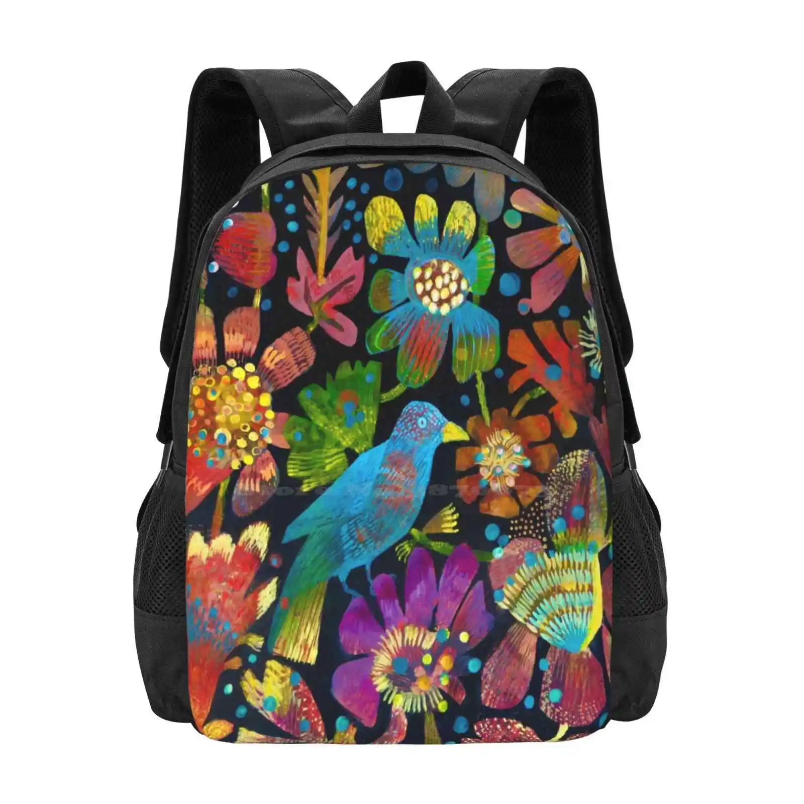 

Tropical Bird School Bag Big Capacity Backpack Laptop Estemacleod Colourful Tropical Bird Flowers Unique Garden