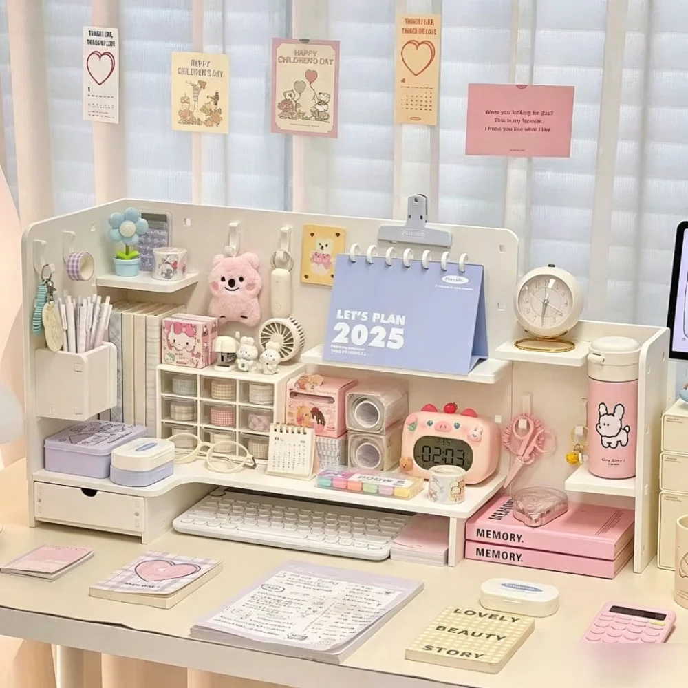 Desktop Corner Hole Board, Bookshelf On The Table, Elevated Student Stationery Shelf, Signboard, Keychain Storage Rack