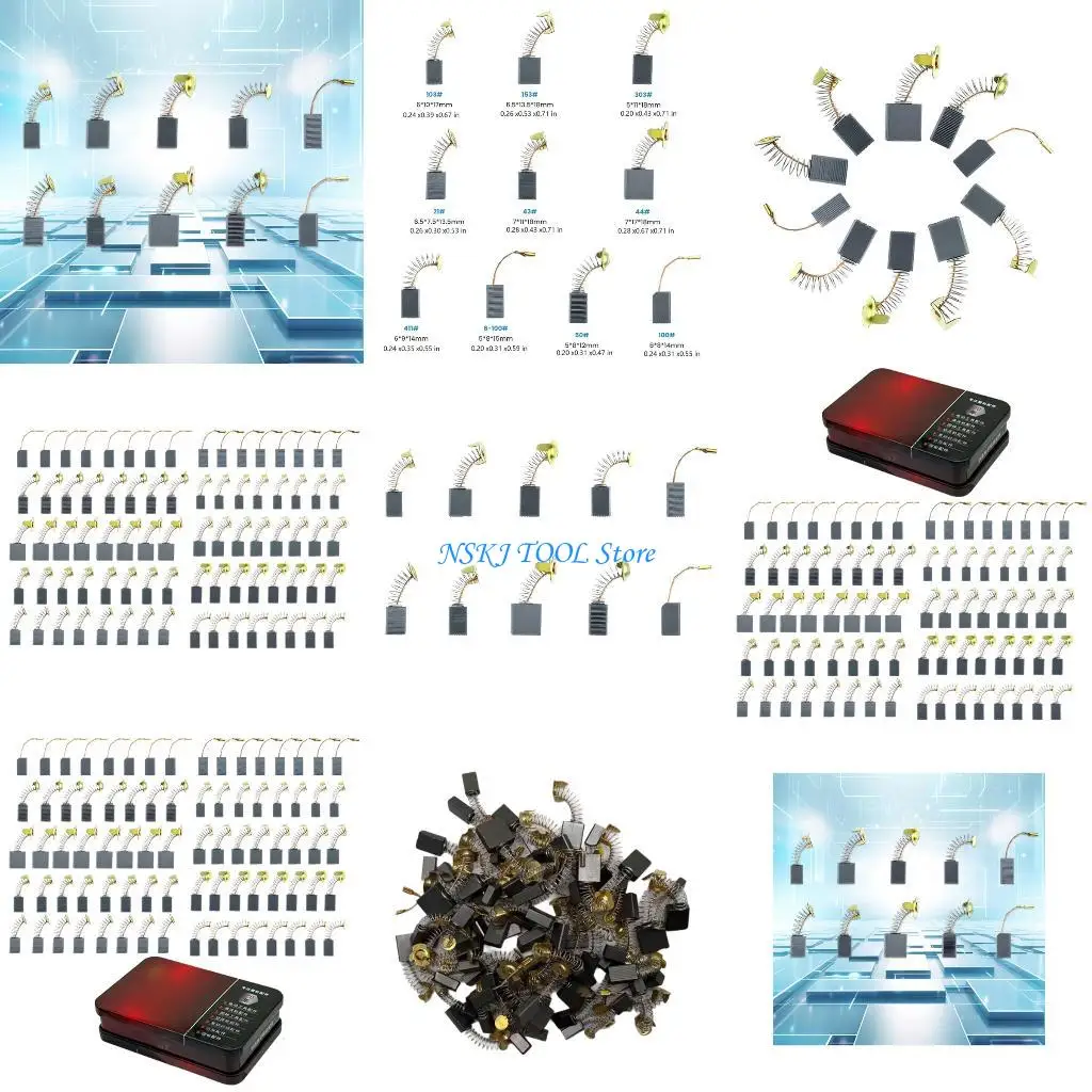 

L8RC Pack of 80 Carbon Brushes for Power Tool Such as Cutting Machines and Circular Cutter Copper Construction for Repair