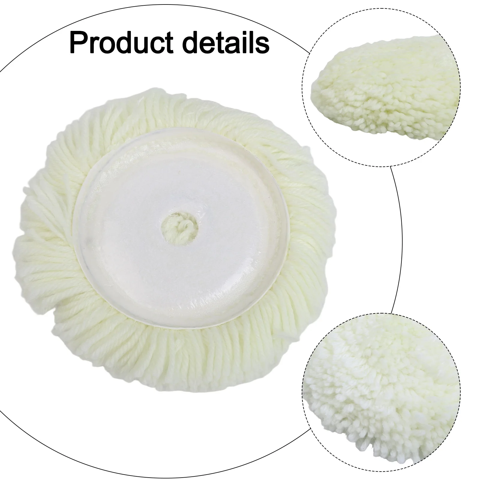 1Pc 7 In 100% Wool Polishing  Pad Double Sided Hook & Loop  For Compound  Cutting & Buffing Auto Marine Trucks Car Repair Tools