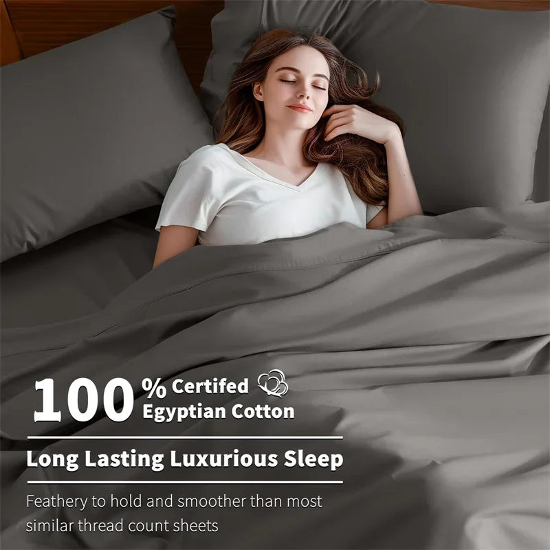 Organic Egyptian Cotton Bedding Set with Duvet Cover Bed Sheet Pillowcase Luxury 800 Thread Count Bedsheet 5-Star Hotel Quality