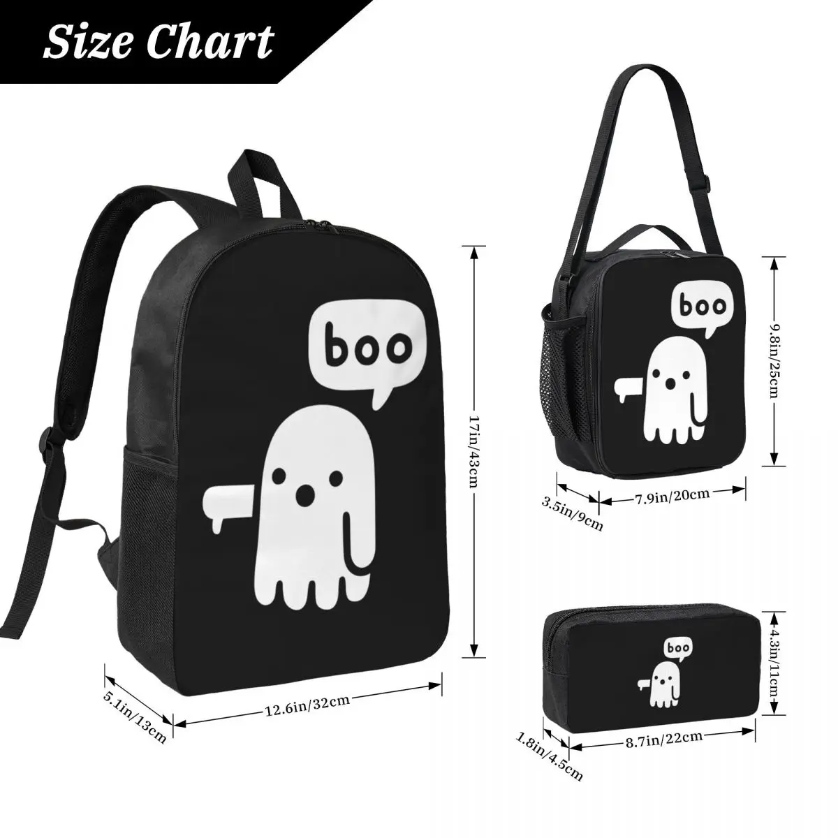 Ghost Of Disapproval Backpack Student Boys Girls BookBag School Bag Laptop Shoulder Bags 3ps Insulated Lunch Bag Pencil Case