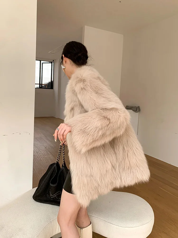 Fox Natural Fur Coat Women High Quality Abdominal Hair Mid-length Elegant Real Jacket Female Winter Clothing