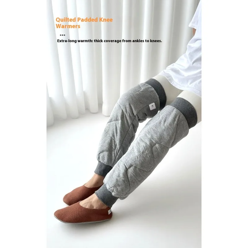Verdickter Kniewärmer für ältere Frauen und Männer, extra lang, rutschfest, Thermo-Beinärmel, Schlafkomfort, Baumwolle, gepolstert, Kniestütze, Luft
