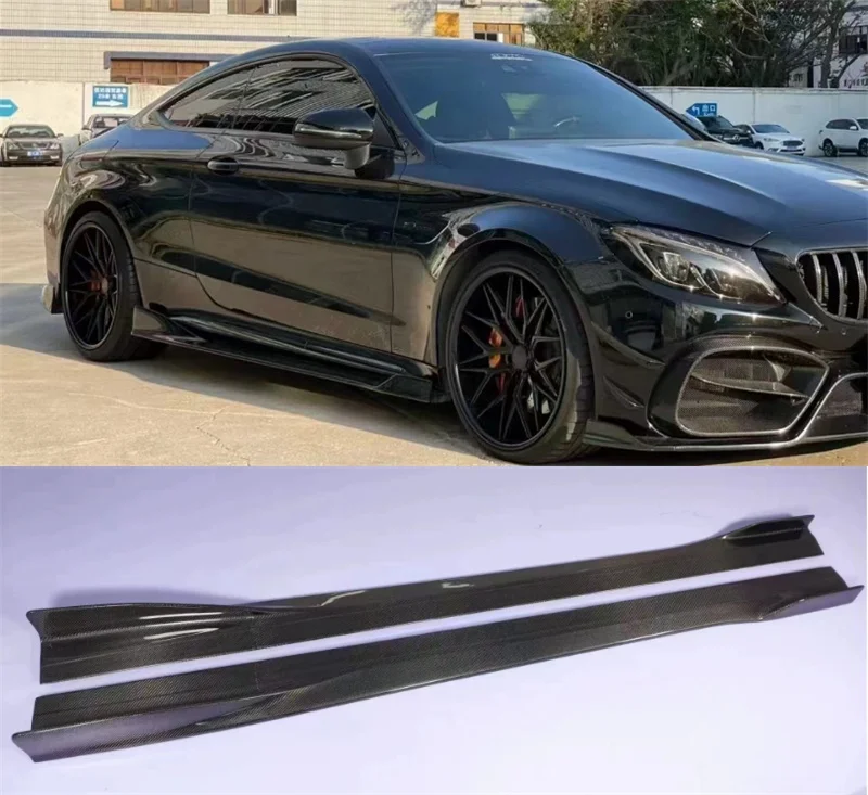 

For Mercedes-Benz C Class W205 C205 C63 AMG Coupe 2 Door 15-19 High Quality Real Carbon Fiber Side Skirts Case