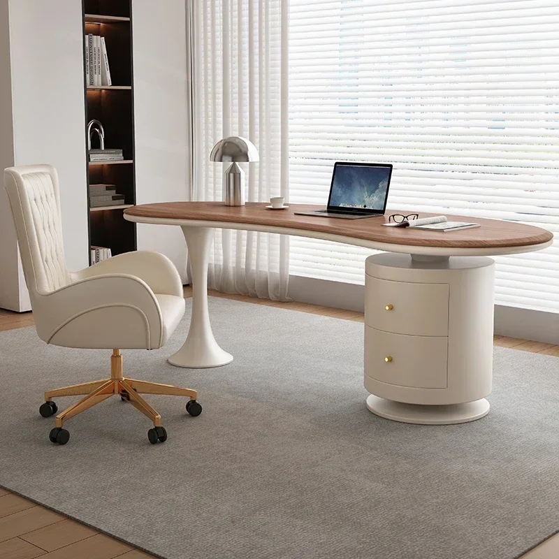 Luz de juegos de oficina, escritorio de madera maciza de nogal de estilo crema moderno de lujo, escritorio de escritura para ordenador de oficina, escritorios para habitación, mesa de ordenador
