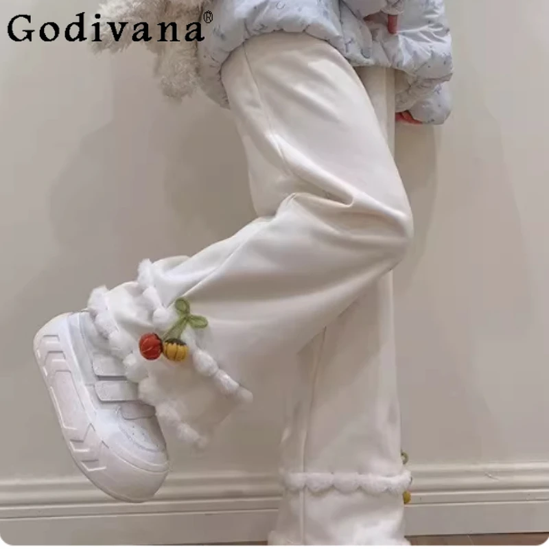 حجم كبير فتاة الخريف الشتاء جديد سميكة اليابانية اليقطين شعري السراويل موضة الحد من العمر الحلو مرونة الخصر السراويل