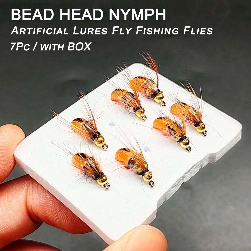 Fliegenfischen-Köder 7 Stück/Box Künstliche Nassfliegen Nymphen-Köder zum Angeln auf Forelle/ Barsch/Lachs Künstlicher Angelköder