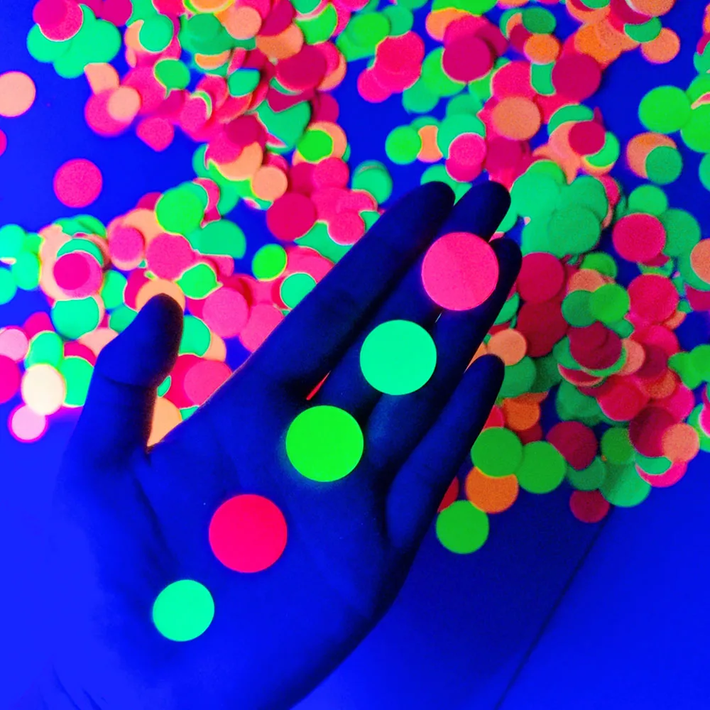 UV Glow Party Accessories Neon Round Confetti Glow Circle Dots Neon Decoration Glow in the UV Party for Wedding Birthday Party