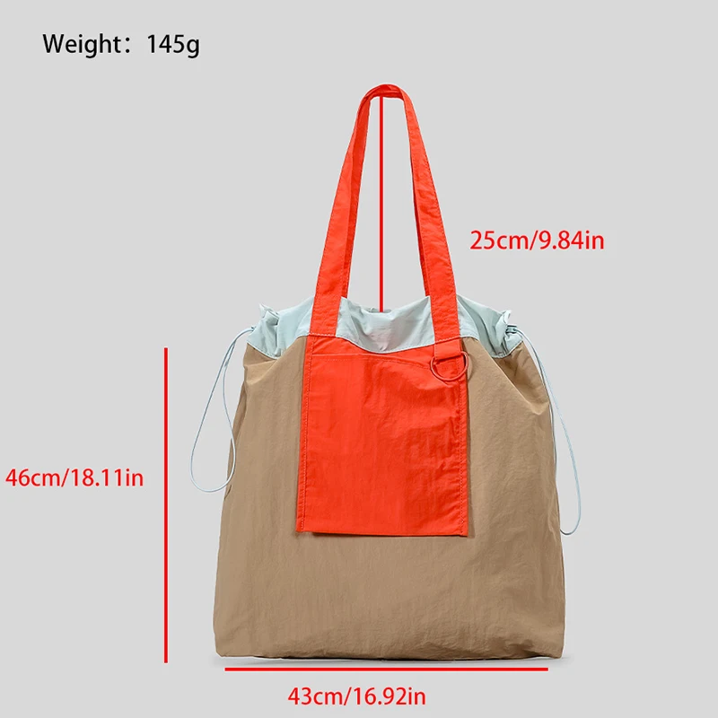 Casual Panelled Women Shoulder Bags Designer Drawsting Large Capacity Tote Bag Simple Canvas Big Handbags Chic Shopper Purses