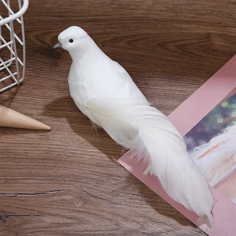 Faux oiseau en mousse artificielle avec clip, plumes de pigeons blancs, colombes pour la décoration de la maison, mariage et Noël, 4 pièces