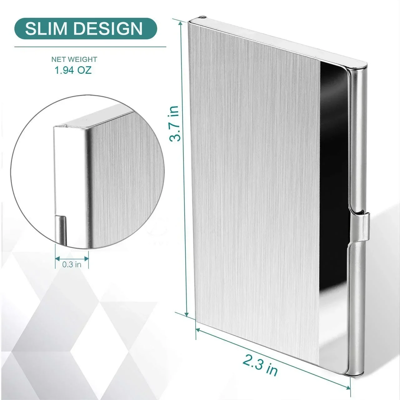 KISMISPremium Stainless Steel Business Card Holder - Ultra-thin Silver Metal Pocket Card Case for Men and Women; Simple Design