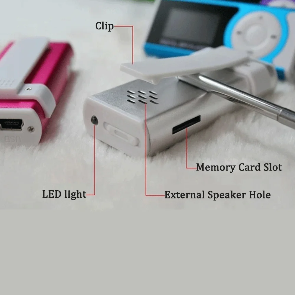 Card Insertion Light Clip MP3 Player with Screen Digital Music Playing Clips Outside Sound Belt Lamp Flashlight MP3 Music Player