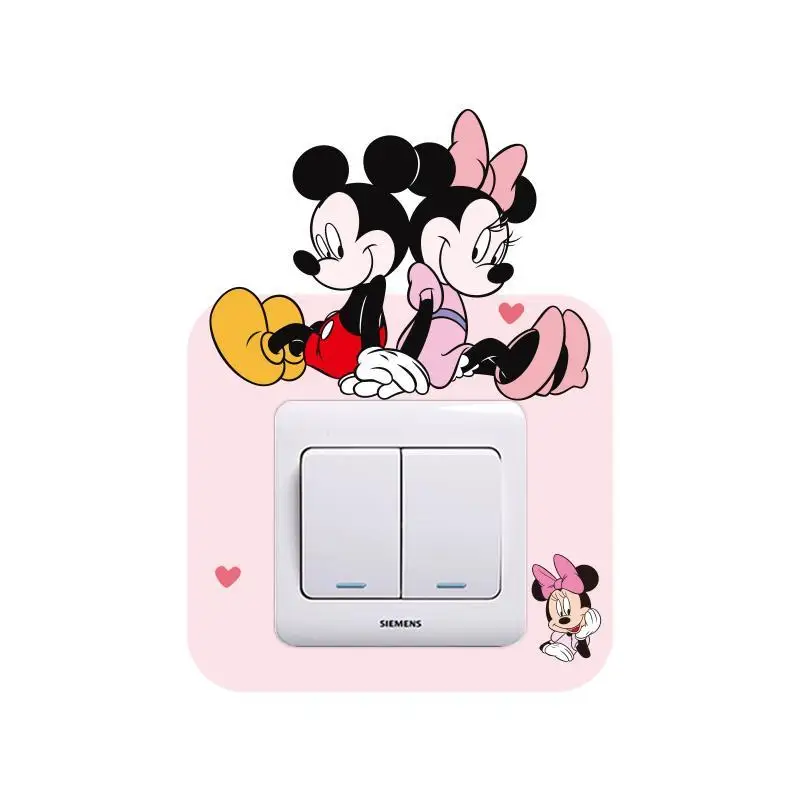 Socket border decoration cute Mickey and Minnie cartoon bedroom home switch protective cover three-dimensional wall sticker