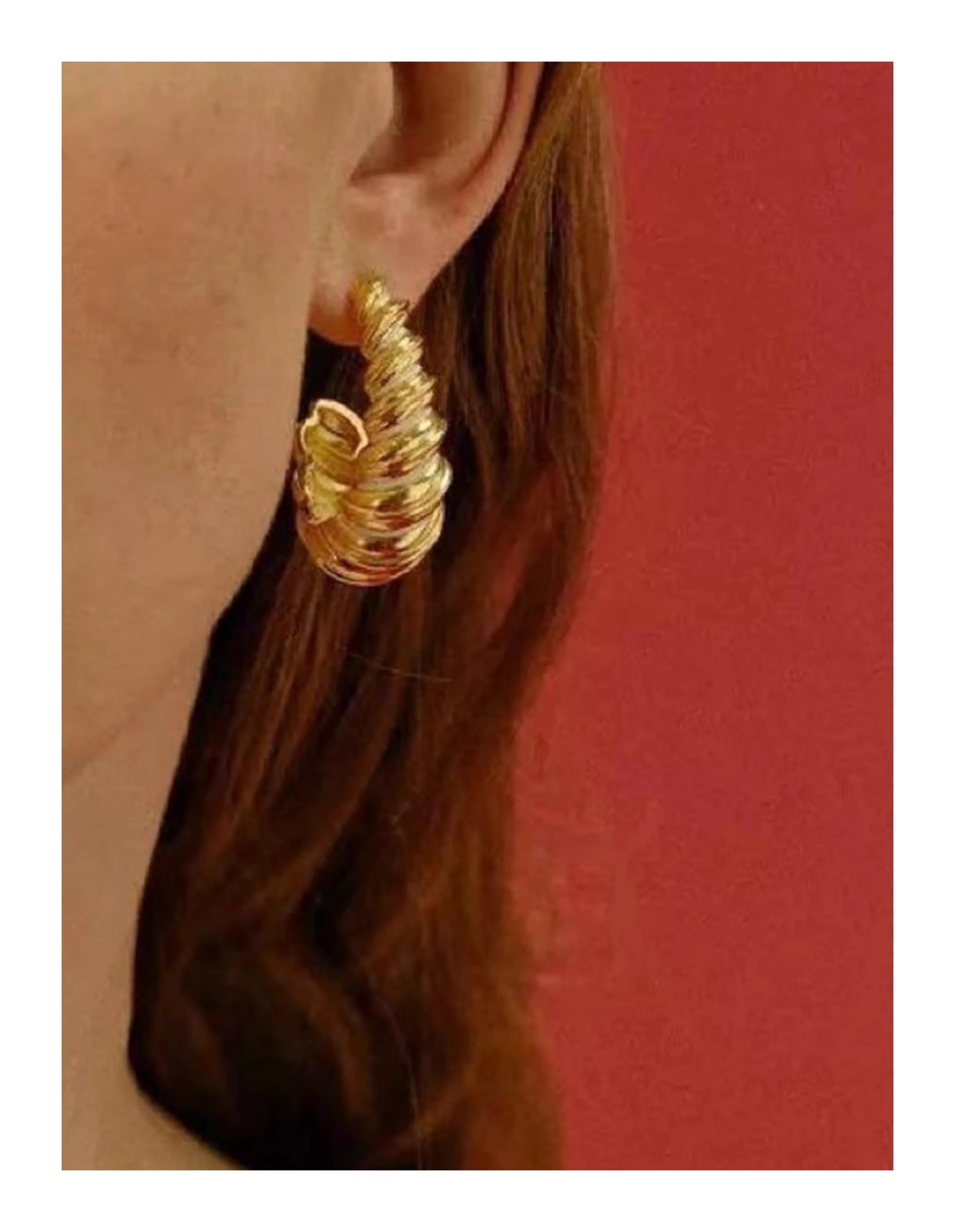 

Brass With 18K Gold Big Size Hoop Twist Earrings Women Jewelry Punk Party Gown Runway Korean Japan INS Boho Top
