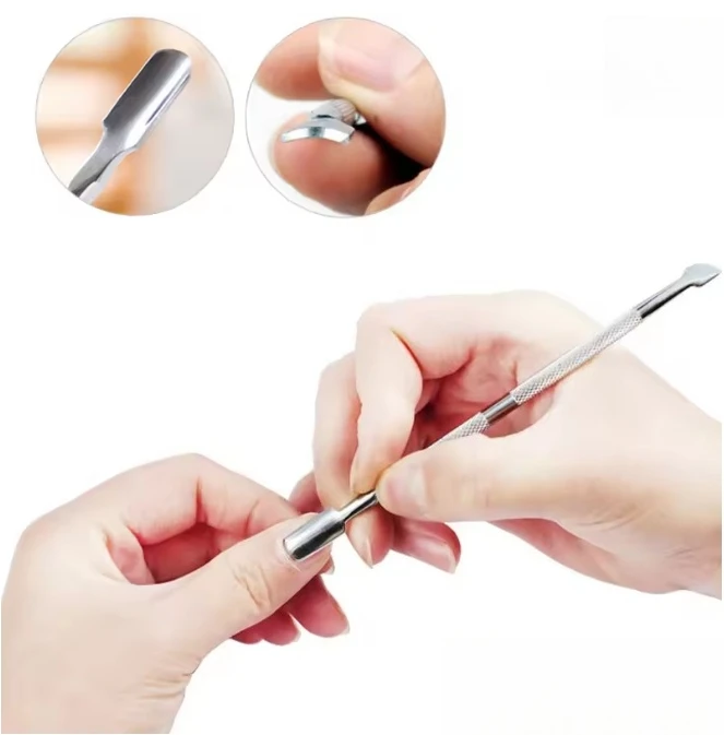 

1Pc Professional Dual Ended Nail Cuticle Pushers Stainless Steel Dead Skin Remover Pedicure Manicure Cleaner Care Tools