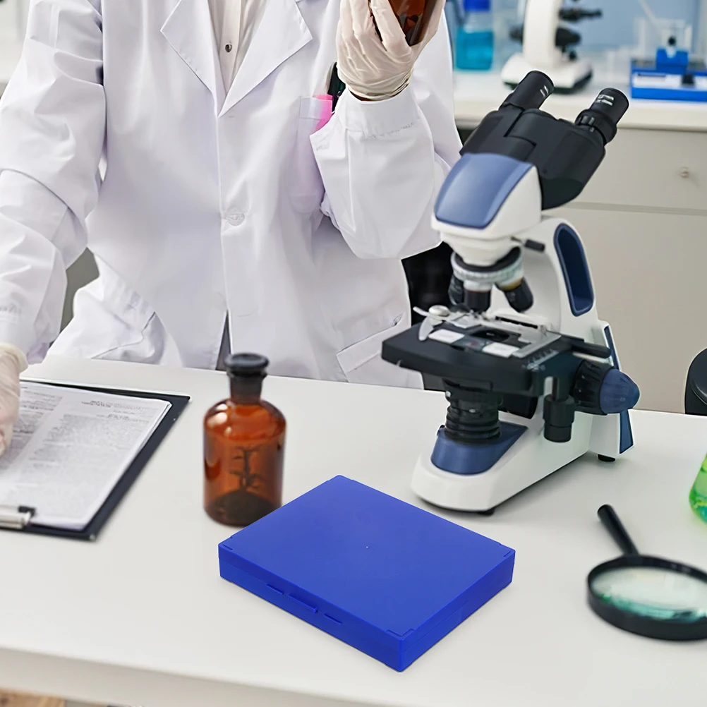 

2Pcs Microscope Slide Holder 100-Place Glass Case Transparent Design Large Capacity for Laboratory Organization