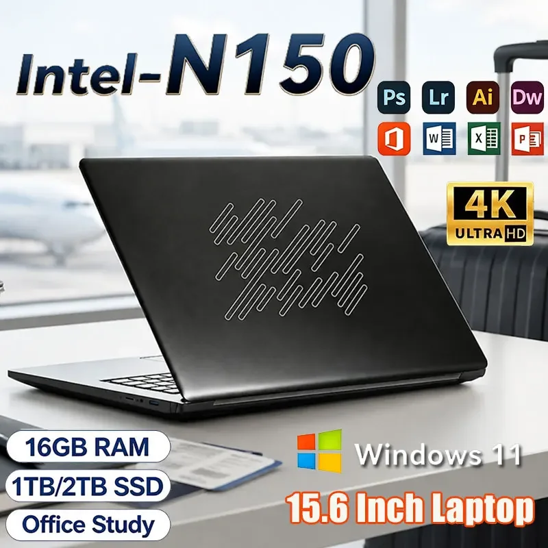 2026 New 15.6' Intel Core N150 Windows 11 Laptop Computer 32GB RAM 512GB 1TB 2TB SSD Portable Notebook PC Office Study Laptops