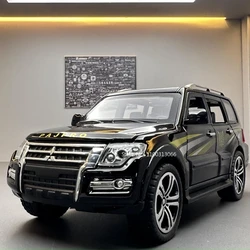 1:32 Mitsubishi Pajero SUV Alloy Diecast Car Model Simulation Toys Sound and Light Pull Back Off Road for Boy Gifts Collection