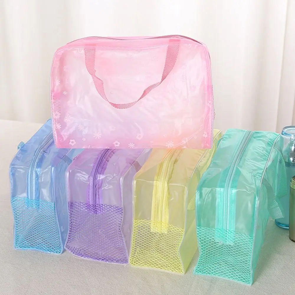 Organizzatore trasparente delle donne della borsa di immagazzinaggio cosmetica del PVC impermeabile di 5 colori per le borse da bagno di viaggio di