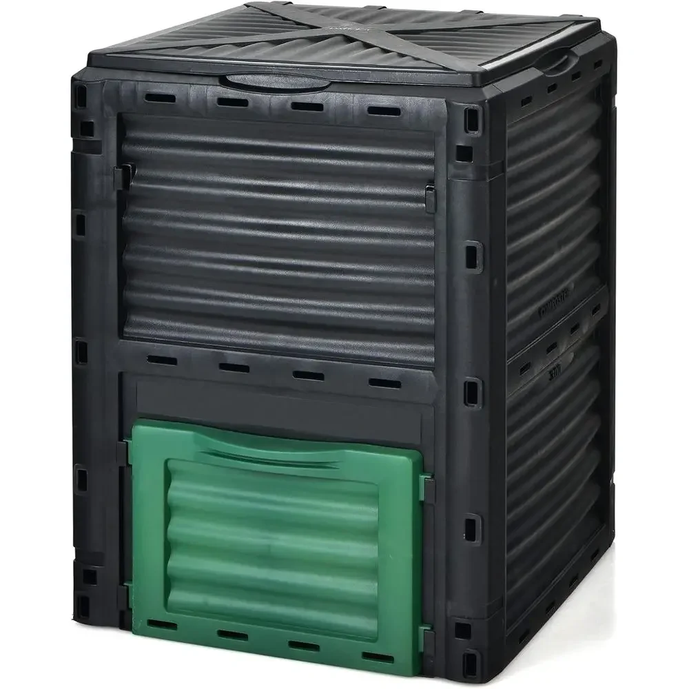 80 Gallon Outdoor Composting Bin with Lid and Bottom Door - Large Capacity, BPA-Free, Easy Assembly