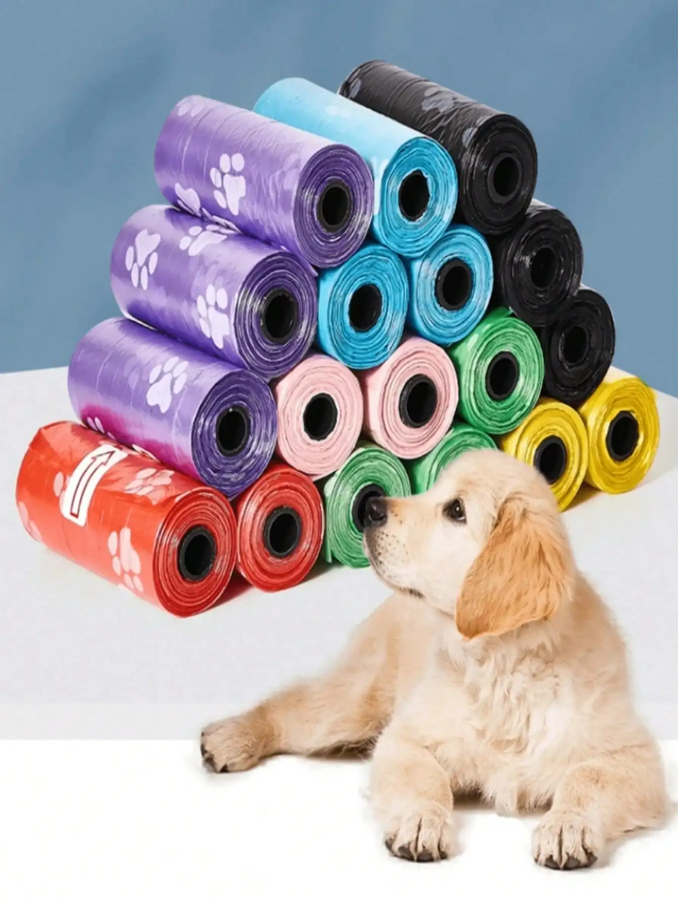 5Rollen Color random farblich gemischte Hundekotbeutel - Hundetüten zum Aufheben von Hundekot, Katzenstreu-Beutel