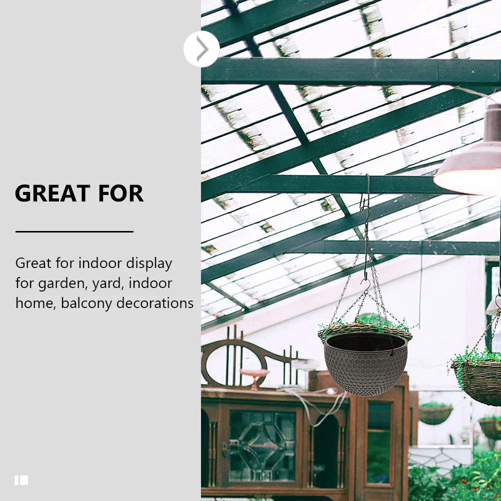 

2pcs Hanging Basket Flower Pot Woven Planters Plastic Decorative Hanger Durable Stylish Small Size Succulents Balcony Garden