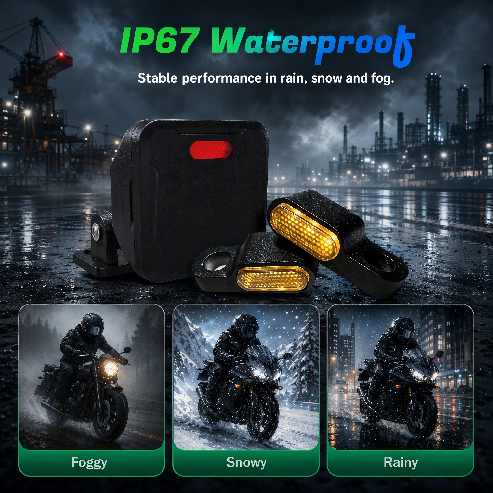 Motorcycle Rear Collision System 77GHz Motorcycle BSD Radar Kit Blind Spot Detection System IP67 Waterproof