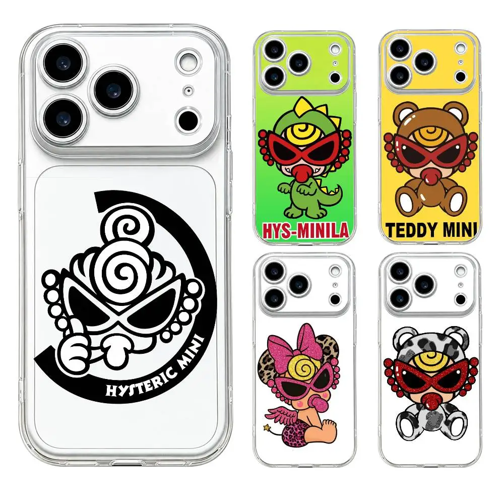 Hysteric COLORFUL MINI Phone Case for iPhone 17 16 15 11 12 13 14 Plus 15 ProMax  Pro 16e Ultra Thin Clear TPU Cover Bag