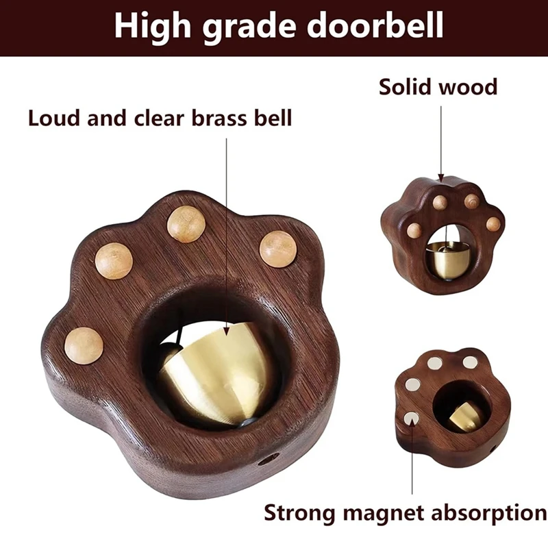 Shopkeepers Bell, Decorative Fridge Magnets, Magnetically-Attached Wood Doorbell, Door Chime For Business When Entering