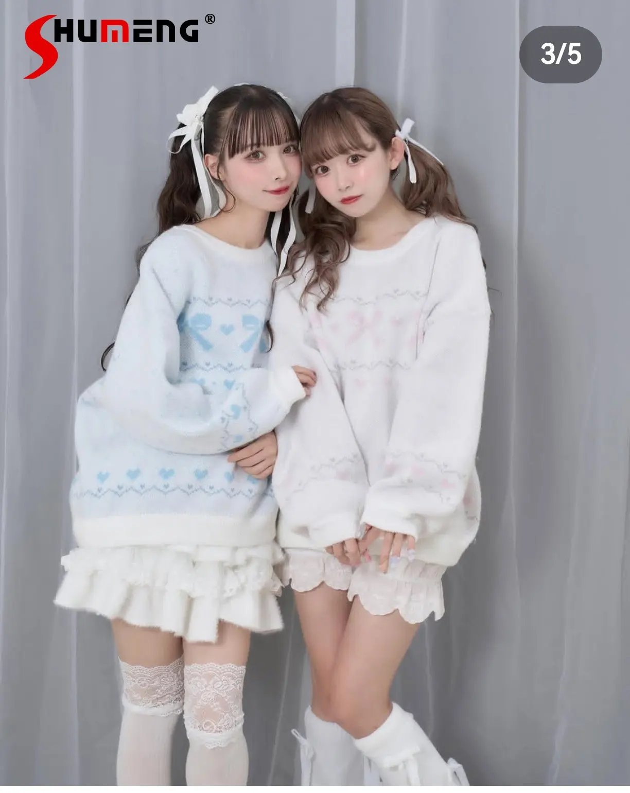 

Japanese Sweet Cute Girl Knitted Tops Round Neck Long Sleeve Bow Heart Versatile Casual Sweaters Pullovers for Women Spring 2026