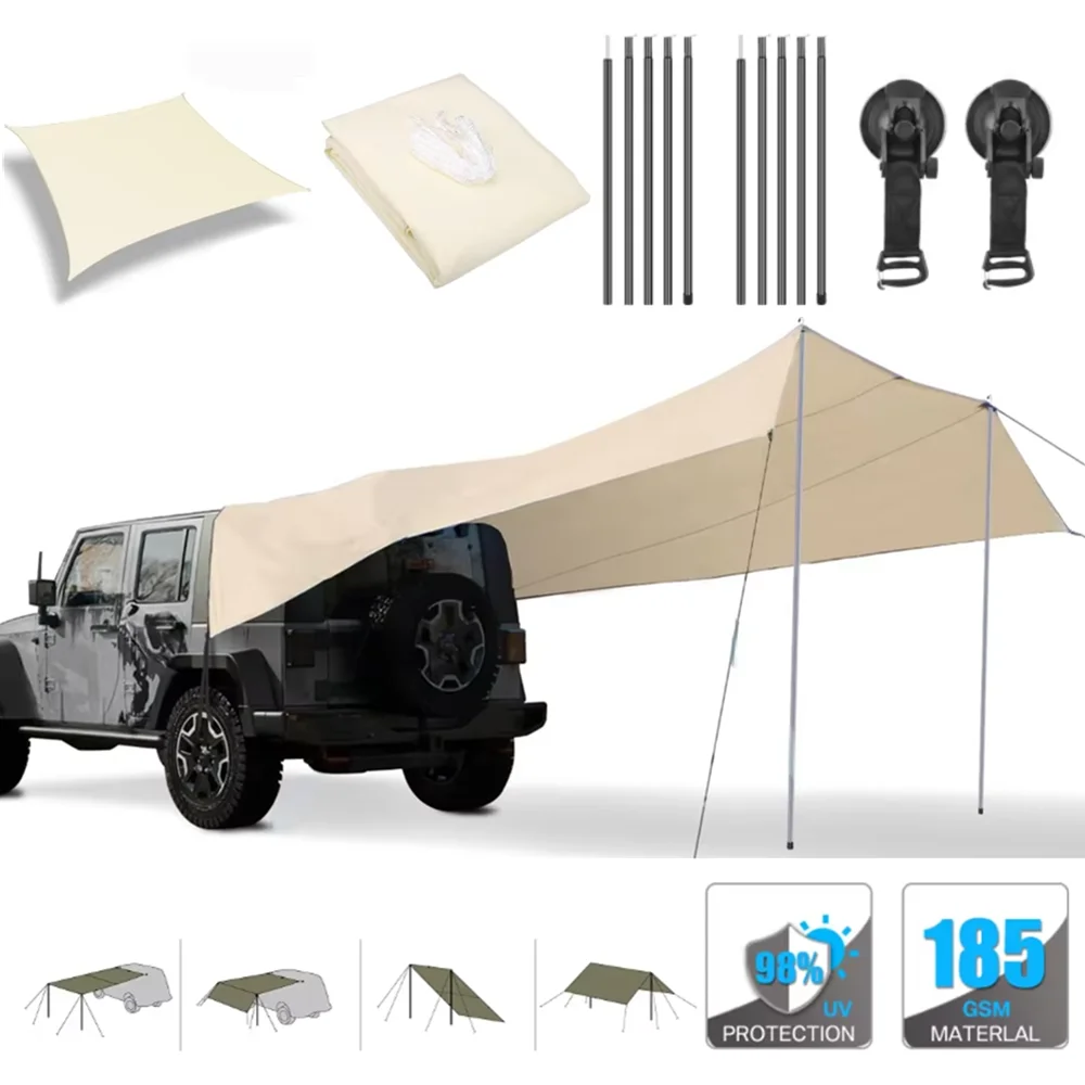

Portable Car Side Awning Tent Waterproof Oxford Awning Anti-UV Car Tent Camping Tailgate Sun Shelter for Camping Fishing Travel