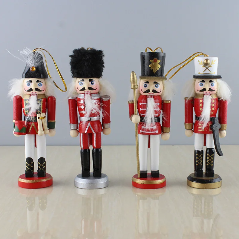 New 13cm The New Classic Red Nutcracker Puppet Pendant 4 Piece /Set Christmas Gift Humanoid Toy Playful  Ht116