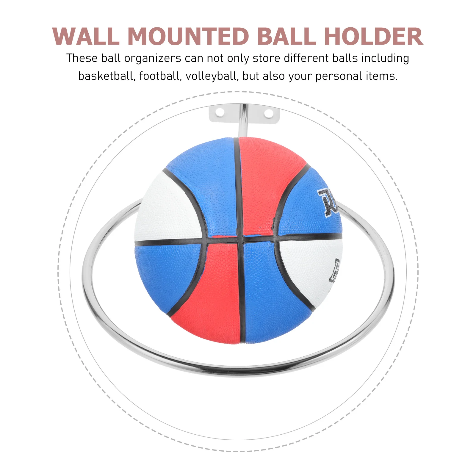

6Pcs Wall Mounted Basketball Holders Iron Basketball Storage Stand Multi-Function Sports Balls Organizer Rack Balls Holder