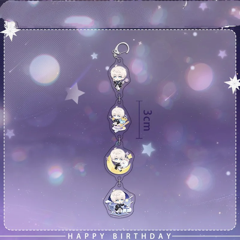 Gantungan Kunci Akrilik Seri Ulang Tahun Love and Deepspace Xavier, Plat Berdiri Transparan untuk Meja, Gantungan Kartu, Hadiah untuk Wanita