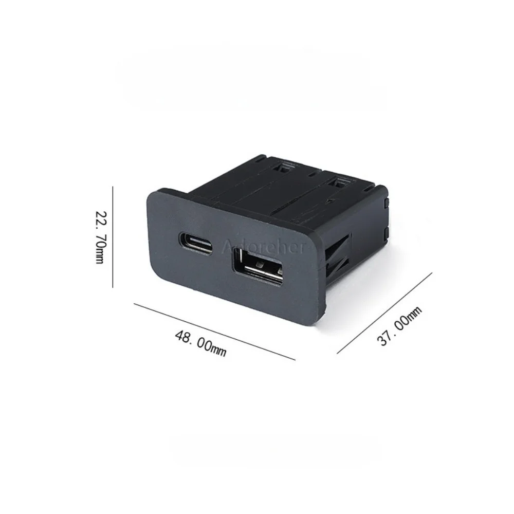 1PC Dual USB PD Type C Charging Outlet Power Adapter Armrest Box Rear Lower Socket QC3.0 Fast Charger For Geely EX2