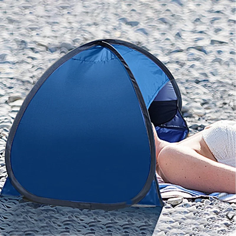 Tenda da spiaggia per esterni con protezione solare tenda da sole pieghevole antivento leggera tenda da campeggio per ombrellone da giardino con supporto per telefono