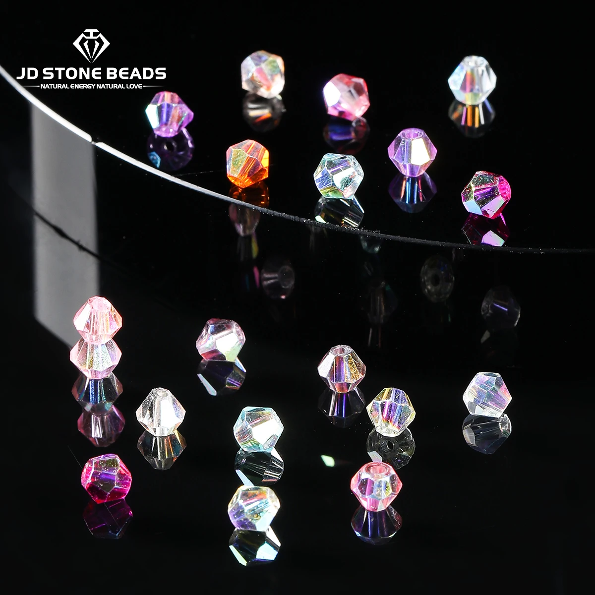 

50 Pcs/lot Sparkling Diamond-shaped Pointed Beads Faceted Glass Spacer Beads for Jewelry Making Diy Bracelet Necklace Accessory