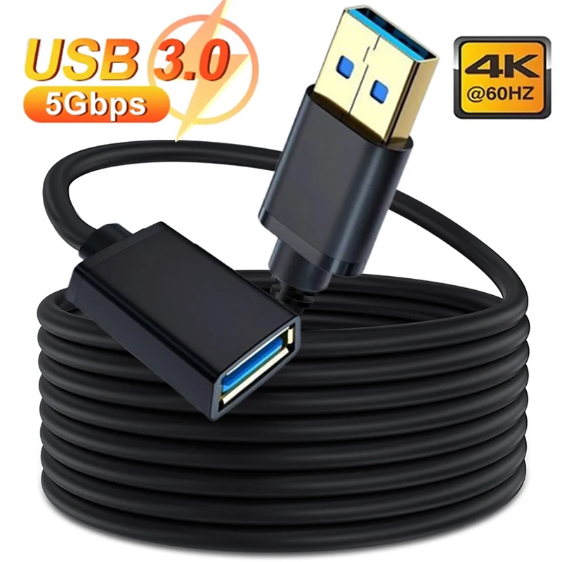 USB Extension Cable USB3.0 2.0 Male To Female Extender Cable for Computer Laptop TV Hard Drive Power Adapter Cord 0.5/1/1.5/2/3M