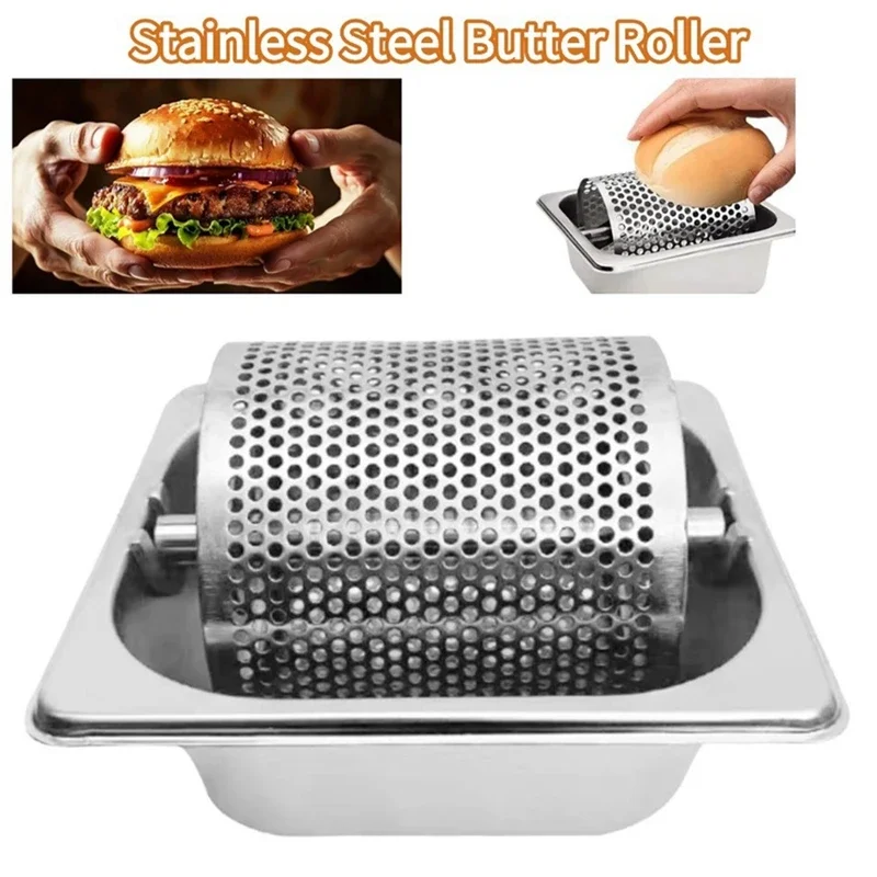 Efficient Stainless Steel Butter Roller with Base, Labor-Saving Butter Spreader for American Burgers-AD23