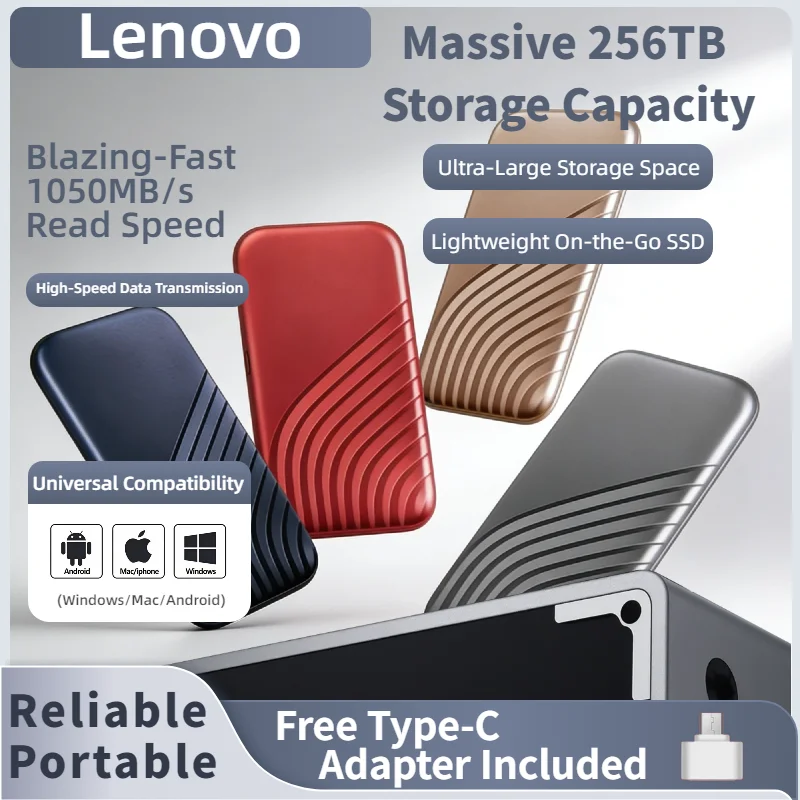 

Оригинальный портативный внешний SSD-накопитель Lenovo 16 ТБ, 8 ТБ, 4 ТБ, 2 ТБ, USB 3.1 Type-C, высокопроизводительное хранилище для компьютеров, ноутбуков, Mac, телефонов