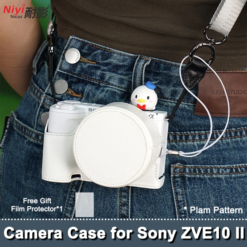 Camera Half Case for Sony ZVE10 II ZV-E10 Mark II Protector Baseplate Rough Cover Base Shoulder Neck Strap Lens Pouch Bag