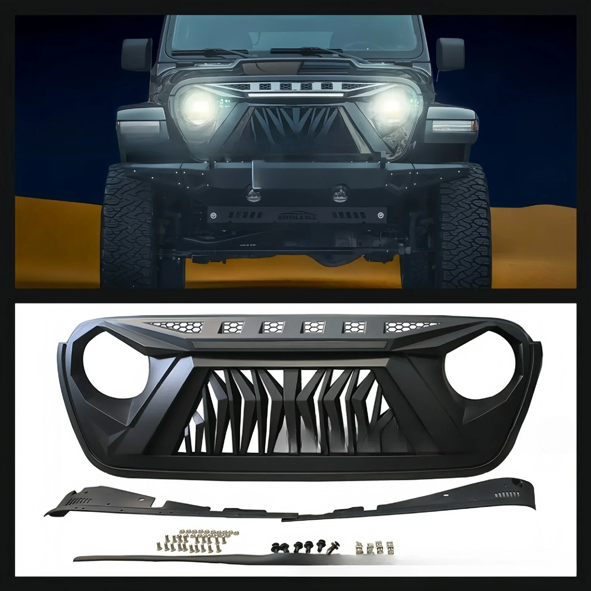 Suitable for Wrangler JL streamer middle net modified middle net Wrangler JL modified accessories Wrangler middle net grille