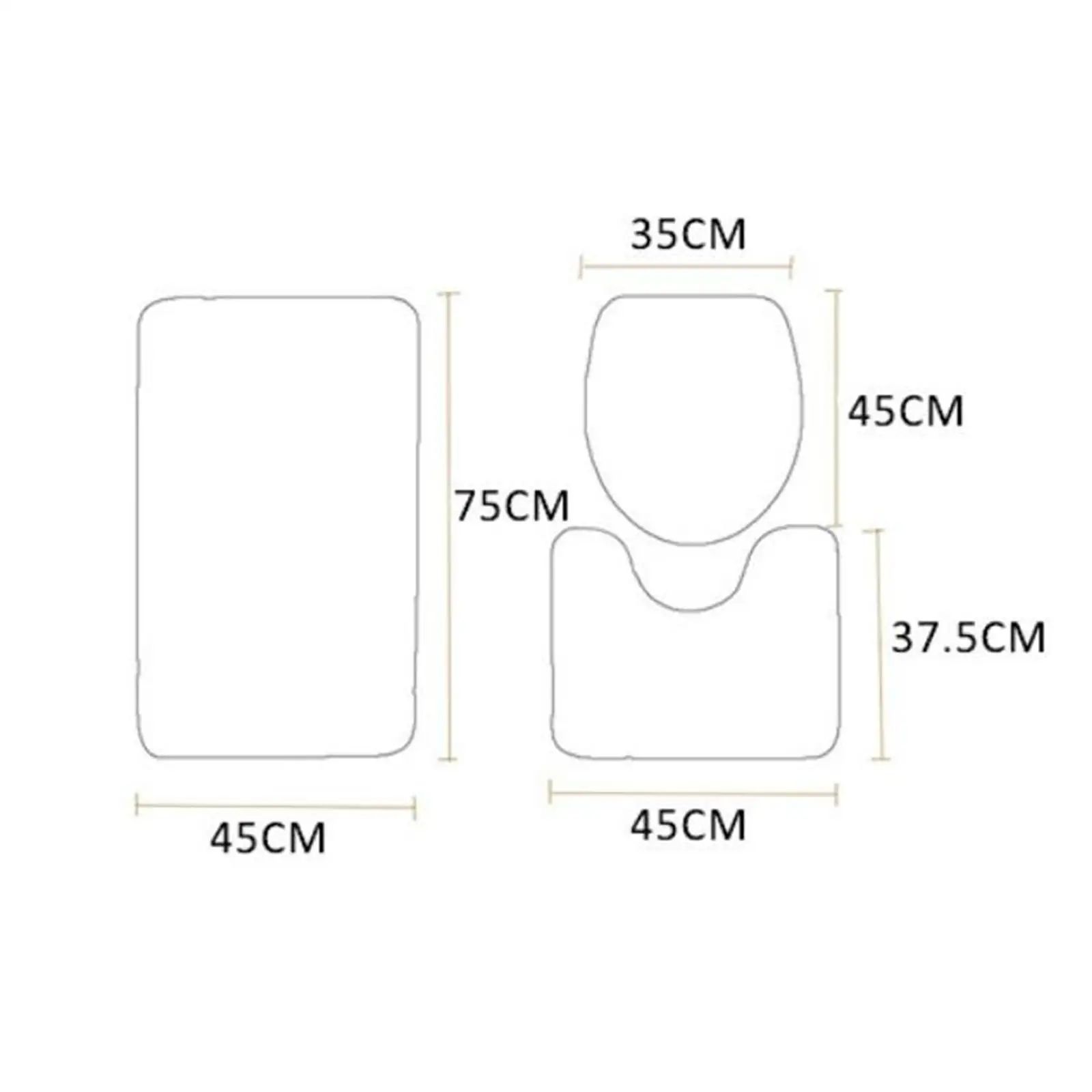 Bathroom Rugs Set 3 Pieces Floor Rug Carpet Toilet Floor Mat Polyester Fiber Water Absorbent with Toilet Seat Cover Anti Skid