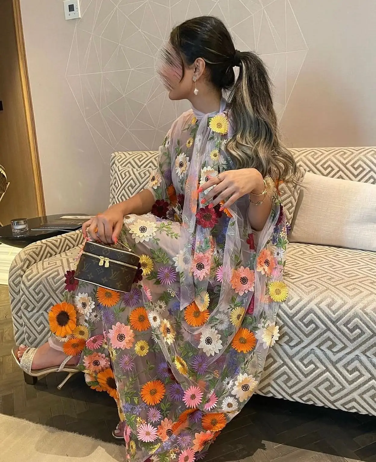 Jiayigong-Robe de soirée à fleurs en organza, ligne A, col haut, sur mesure, robes mi-longues, Arabie saoudite