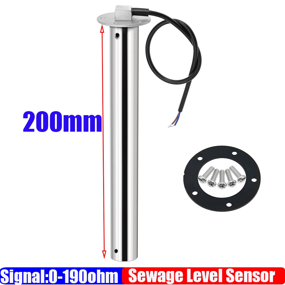 0-190ohm 52mm Holding Tank Gauge with Flash Alarm 150~550mm Sewage Level Sensor HTG Waste Level Meter Waterproof Car Boat Zmfjh image 3