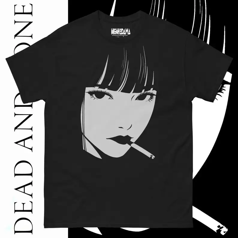 Retro Horror Heroine: Anime Girl Manga Print Oversized Tee