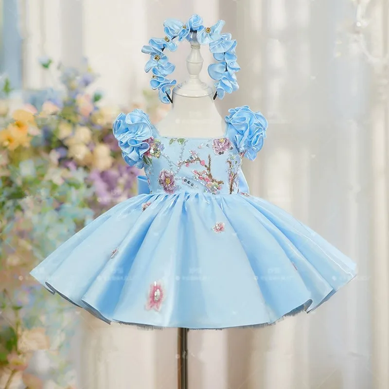 

High-End Children's Sequined Evening Gown Host's Piano Performance Wedding Birthday Girls Party Dresses A4960 Bridesmaid Dress